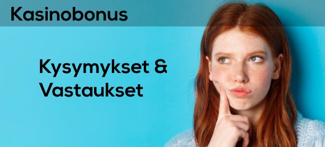 Tyttö miettii syvästi aiheesta 'kasinobonukset' ja 'UKK'.